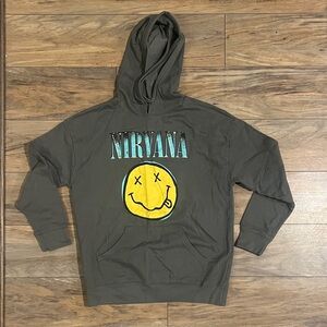 NIRVANA Dark Gray Hoodie with Yellow Smiley